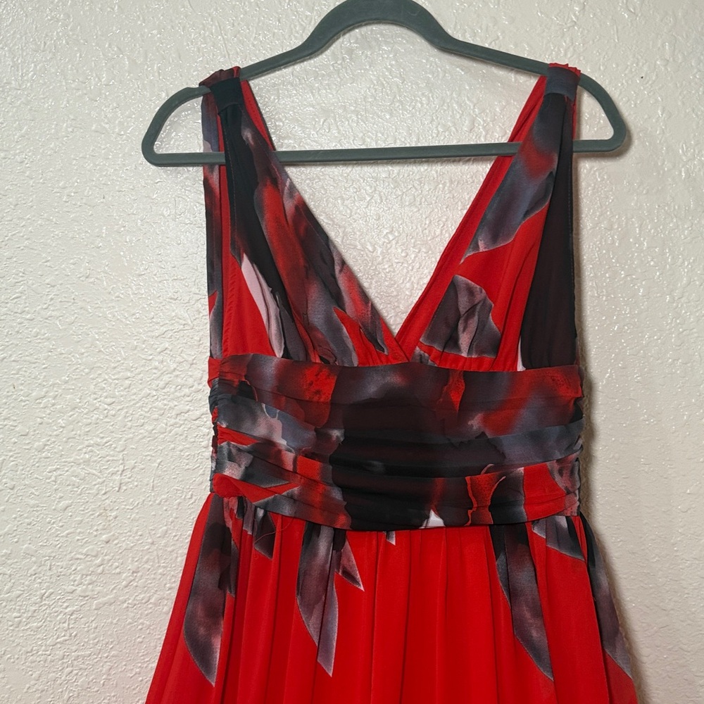 Ever Pretty Red and Black V-Neck Maxi Dress - Picture 3 of 9